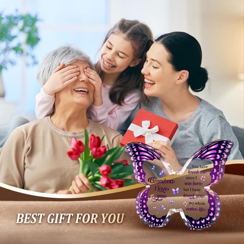 Grandma Gifts - Grandma Christmas Gift Ideas, Birthday Gifts for Grandma - Butterfly Acrylic Decorations - Christmas Gifts for Grandma from Grandkids