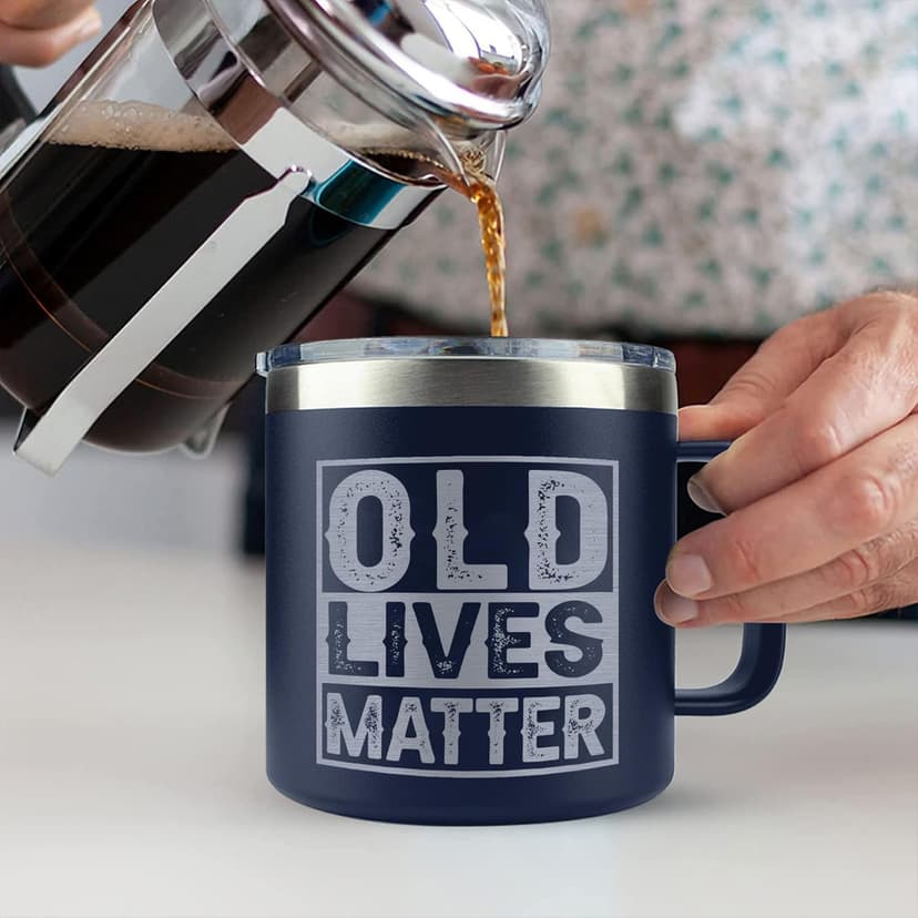 Old Lives Matter Mug Dad Tumbler - Old Man Gifts for Older Men Gag Gift for Older People Gifts for Elderly Men - Elderly People Seniors Birthday Fathers Day 14oz Stainless Steel Tumbler With Lid