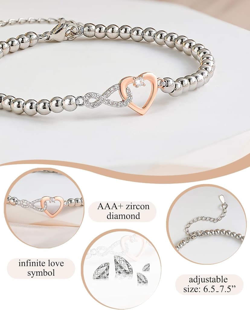 Shonyin Infinity Love Bracelet for Women Girls, Sister-in-law Bonus Daughter Girlfriend Daughter-in-law Great Grandma Bonus Mom