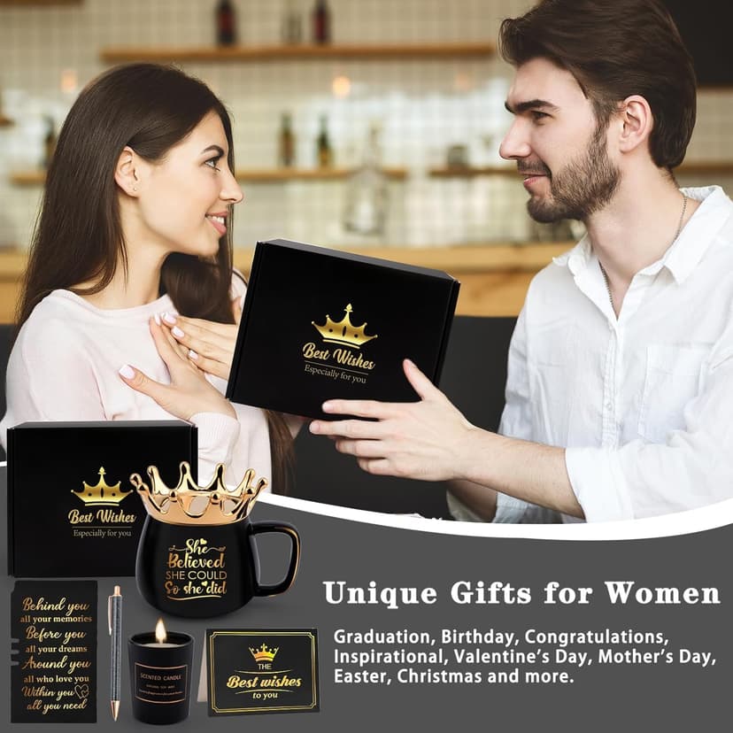 Graduation Gifts for Her, Congratulations Gifts for Women, High School Nurse College Graduation Gift Class of 2025 Friends Sisters, She Believed She Could So She Did Crown Cup Coffee Mug Inspirational