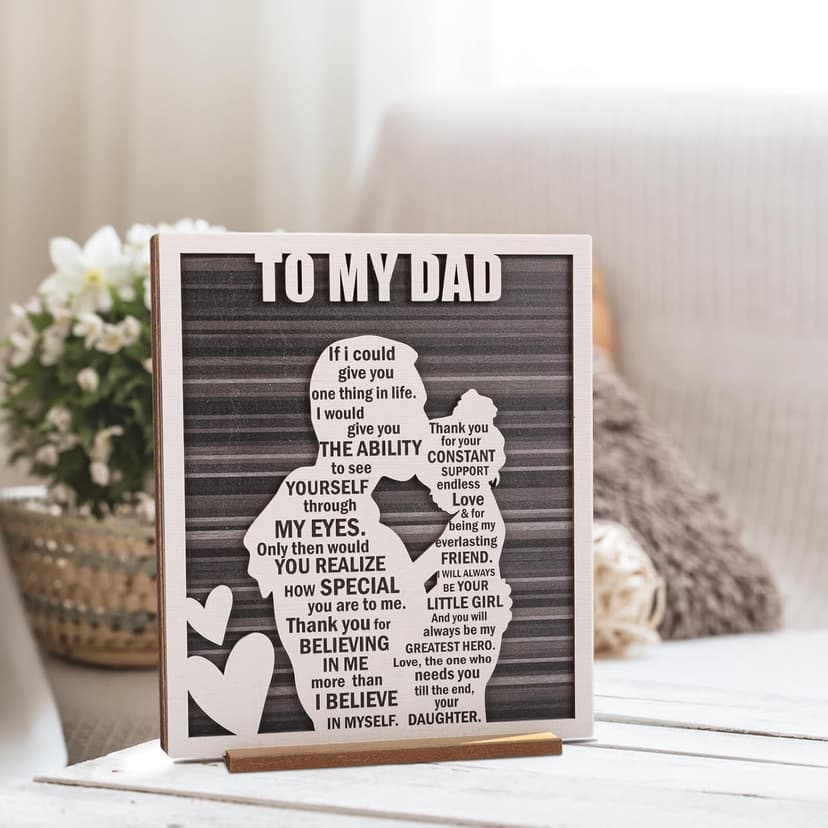Birthday Gifts for Dad from Daughter, Easter Father’s Day Dad Gift from Daughter, Rustic Daddy and Daughter Hug Wood Sign, Papa Valentine’s, Christmas Gifts Ideas