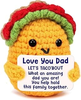 Dad Christmas Birthday Gifts from Daughter Son I Love Best Dad Ever Gifts for New Single Step Dads Thank You Daddy Cool Funny Present Fathers Day Handmade Crochet Taco Gift