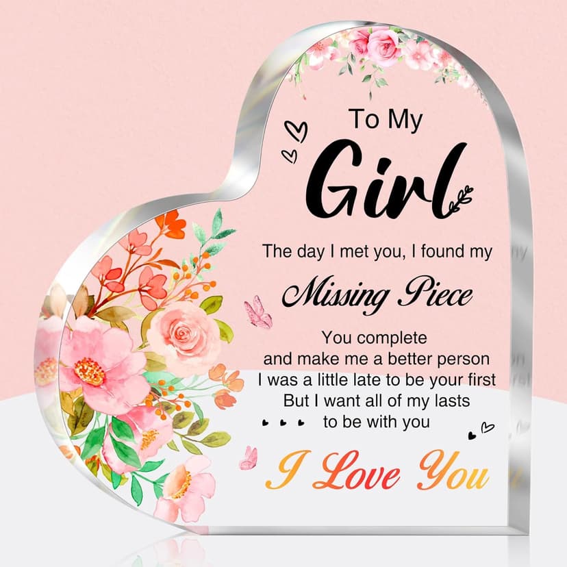 Gifts for Girlfriend, Mothers Day Gifts for Girlfriend, Anniversary Valentines Gifts for Her, To My Girl Acrylic Keepsake, Romantic I Love You Gifts for Her Girlfriend GF Gifts