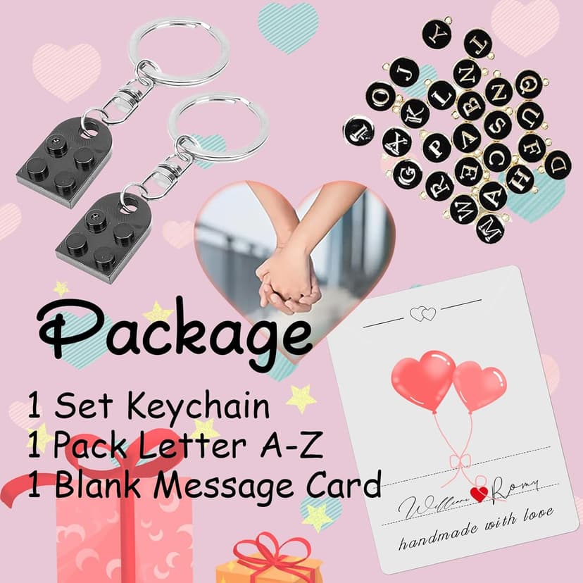 Personalized Brick Matching Heart Keychains - Valentine's Gifts for Mom, Dad, Couple, Boyfriend, Girlfriend, Lovers
