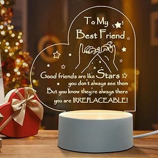 Afterprints Friendship Gifts - Engraved Heart-Shaped Night Light, Best Friend Birthday Gifts for Women, Girls Friends, Christmas Gift for Friends, Acrylic Night Lamp