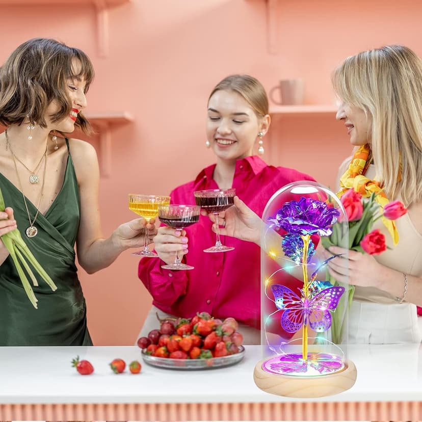 QUNPON Mothers Day Rose Gifts for Mom Flowers Rose Gifts for Women,Birthday Gifts for Women,Purple Butterfly Flowers for Mom Mother Day Flower Gifts from Daughter Son,Gift for Sister,Her,Grandma,Wife