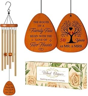 50th Anniverasry Wedding Gifts Wind Chimes, Anniversary Golden Gift for Couple, Wife, Husband, Romantic 50 Years Presents for Parents, Friends, Grandparents