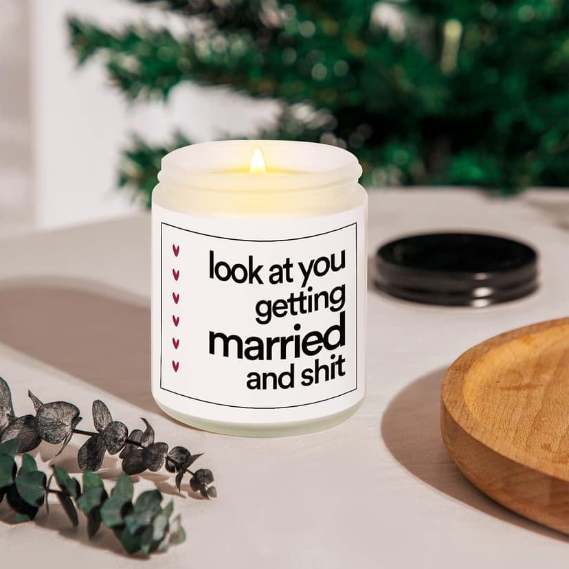 BaubleDazz Funny Wedding Gifts, Bachelorette & Bridal Shower Gift for Bride, 7oz Lavender Scented Soy Wax Candle, Bride to Be, Engagement Gifts for Couples