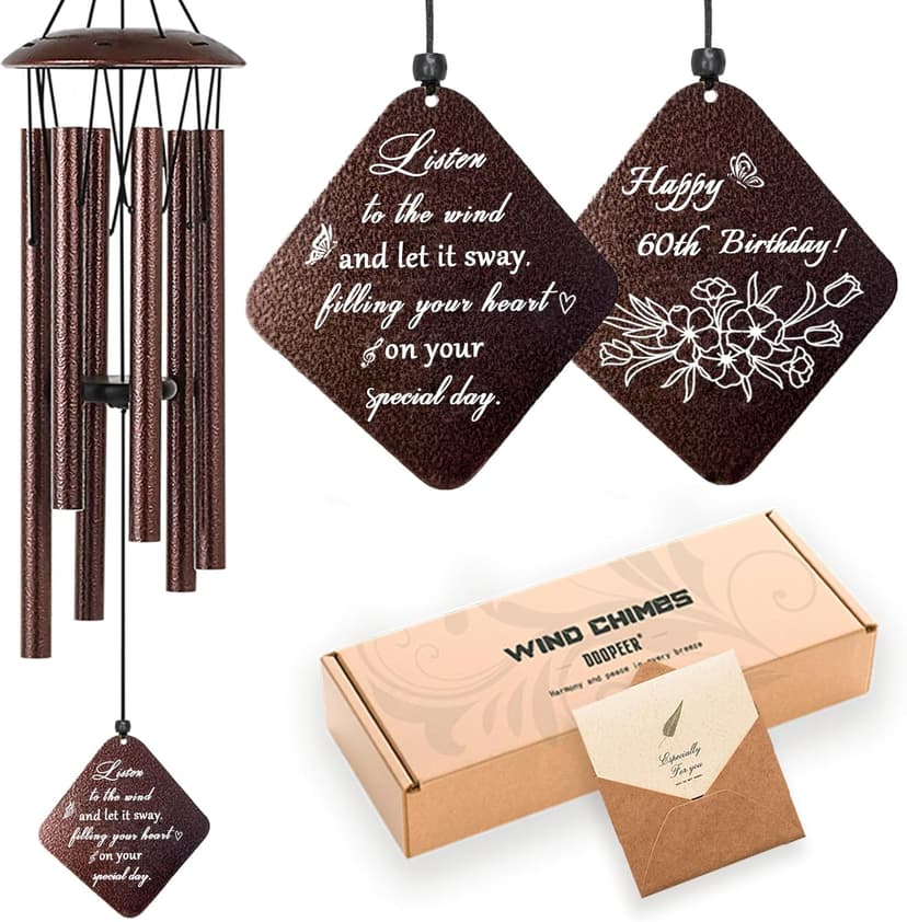 60th Birthday Gifts for Women, 32” Wind Chimes Happy 60 Year Old Birthday Gifts for Her Mom Sister Wife Grandma