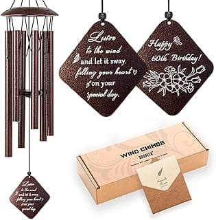60th Birthday Gifts for Women, 32” Wind Chimes Happy 60 Year Old Birthday Gifts for Her Mom Sister Wife Grandma