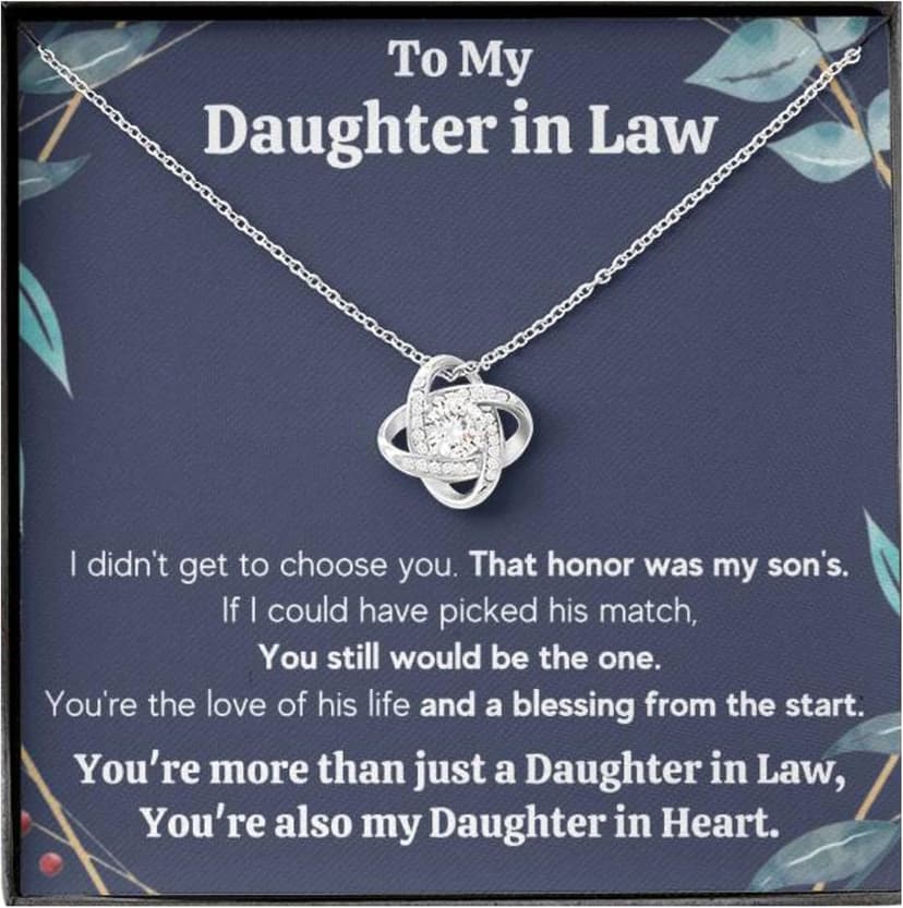Daughter in Law Gifts Necklace From Mother in Law To My Bonus Daughter Honor Pendant Jewelry with Message Card and Box (Standard Box, Honor Gift Set)