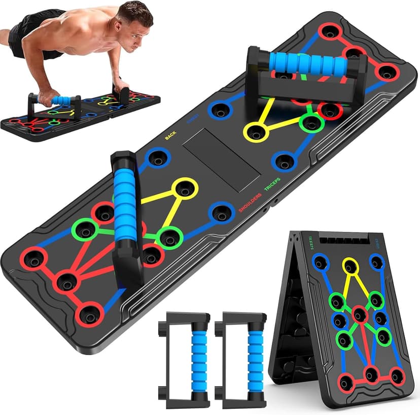 Solid Push Up Board 15 in 1 Home Workout Equipment Multi-Functional Pushup Stands System Fitness Floor Chest Muscle Exercise Professional Equipment Burn Fat Strength Training Arm Men & Women Weights