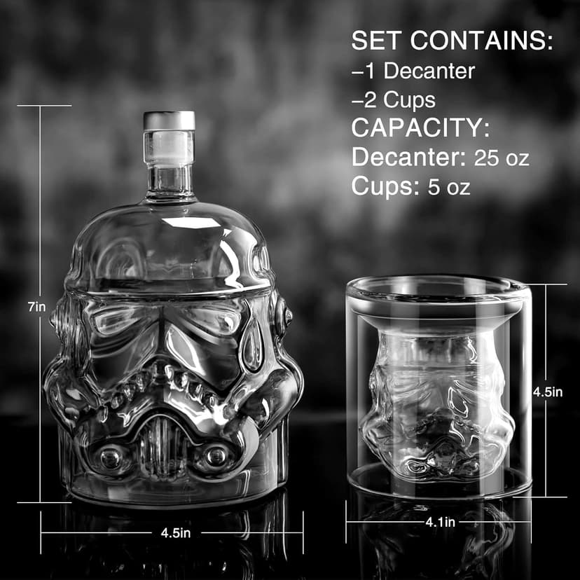 Whiskey Decanter Set Transparent Creative with 2 150ml Glasses, Whiskey Carafe for Brandy,Scotch,Vodka,Gifts for Dad,Husband,Boyfriend