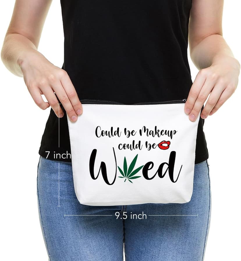 Fokongna Funny Makeup Bag Gifts For Best Friend Woman Gag Gifts for women Funny gifts Weed Small Cosmetic Bag Sister Travel Accessories Organizer Bag Toiletry Case for Birthday Christmas Gifts