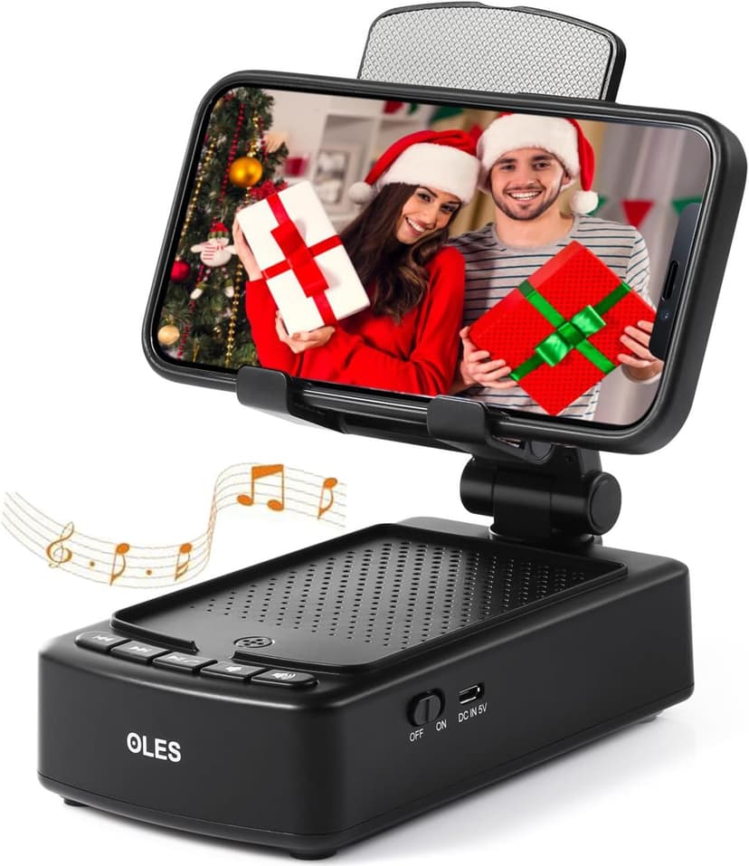 Gifts for Men, OLES Mobile Phone Stand with Bluetooth for Him Dad Women Who Want Nothing, Adjustable Tablet Holder with Wireless Speaker, Tech Gadgets for Table Desk, Unique Ideal