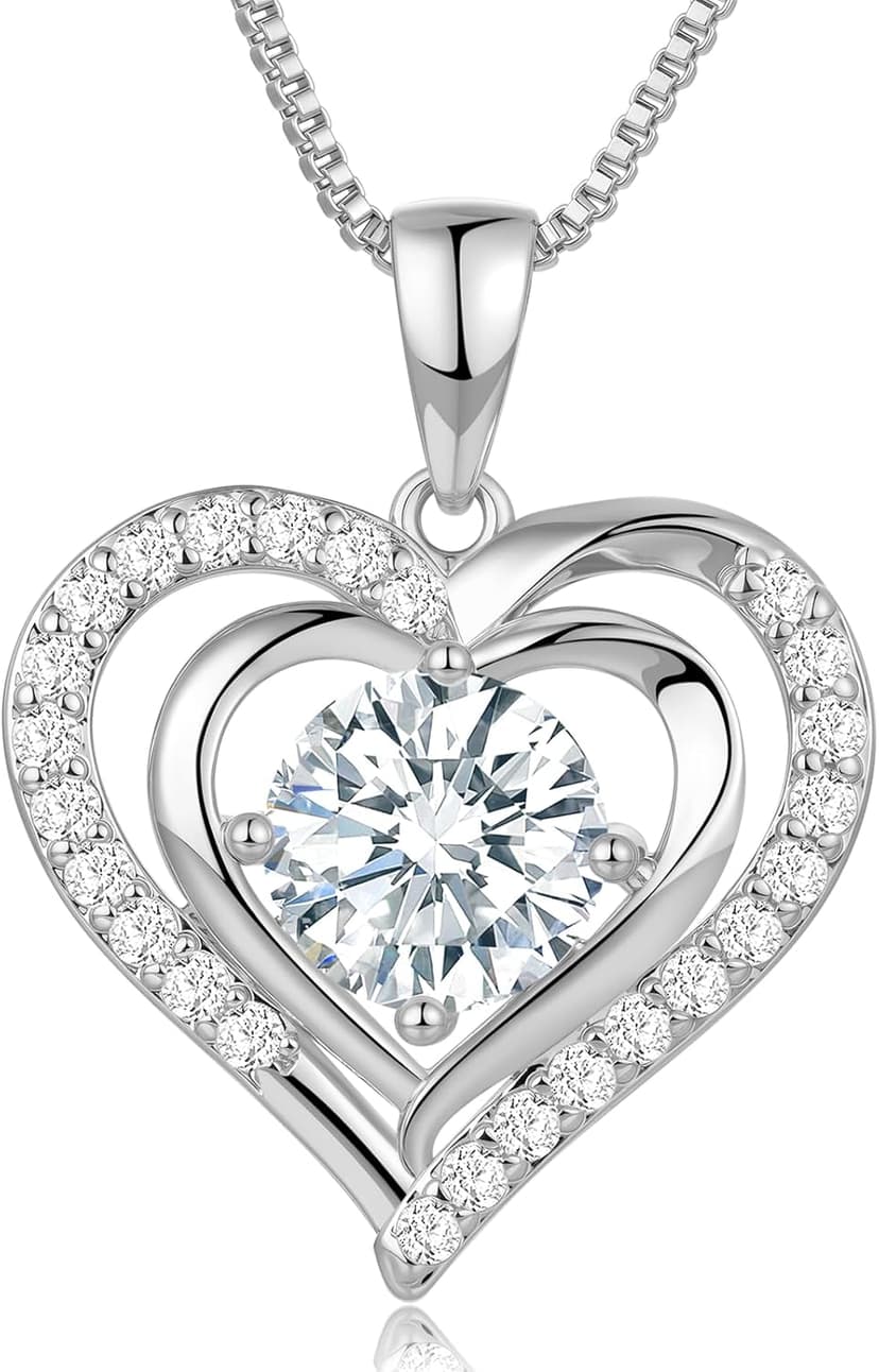 waitrose Moissanite Heart Necklace for Women Birthday Gifts for Wife S925 Sterling Silver Jewelry for Christmas Anniversary Valentine Birthday Gift for Her Girlfriend Mom