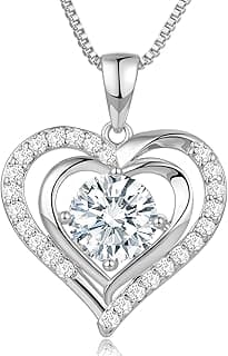 waitrose Moissanite Heart Necklace for Women Birthday Gifts for Wife S925 Sterling Silver Jewelry for Christmas Anniversary Valentine Birthday Gift for Her Girlfriend Mom