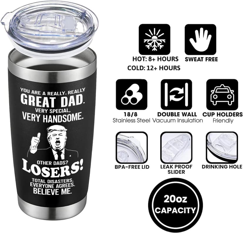 Gifts for Dad from Daughter, Son, Kids on Fathers Day, Christmas, Birthday - Funny Dad Birthday gift Ideas -Fathers - Best Dads Ever Gifts, Pefect for 20oz Stainless Steel Tumbler