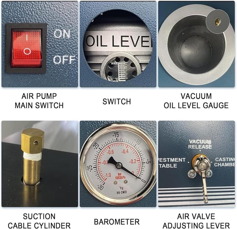 HAADID Vacuum Investing Casting Machine 2L - Vacuum Casting Machine with 3 CFM Pump & Bell Jar for Jewelry Casting Molds Processing 110V CM01