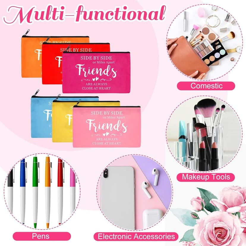 Paterr 20 Pcs Friend Cosmetic Bags Friend Group Gifts Friendship Makeup Pouch Bulk Christmas themed Gifts for Women Bestie Birthday Day