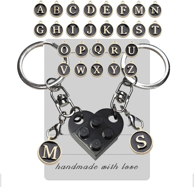 Personalized Brick Matching Heart Keychains - Valentine's Gifts for Mom, Dad, Couple, Boyfriend, Girlfriend, Lovers