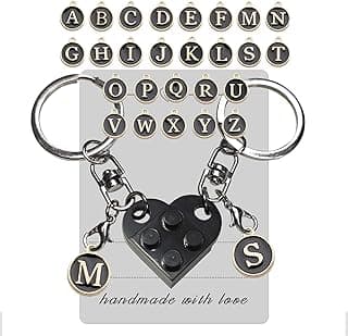 Personalized Brick Matching Heart Keychains - Valentine's Gifts for Mom, Dad, Couple, Boyfriend, Girlfriend, Lovers
