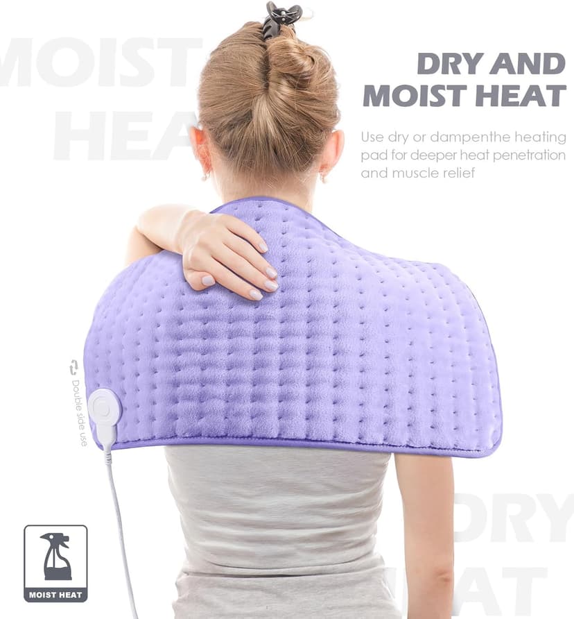 Heating Pad for Back Pain Cramps Relief - Electric Heating Pad for Neck/Shoulder/Muscle Pain - 6 Heat Settings, Auto Off, Moist Heat Options, Machine Washable, Mothers Day Gifts for Mom, Women - XL