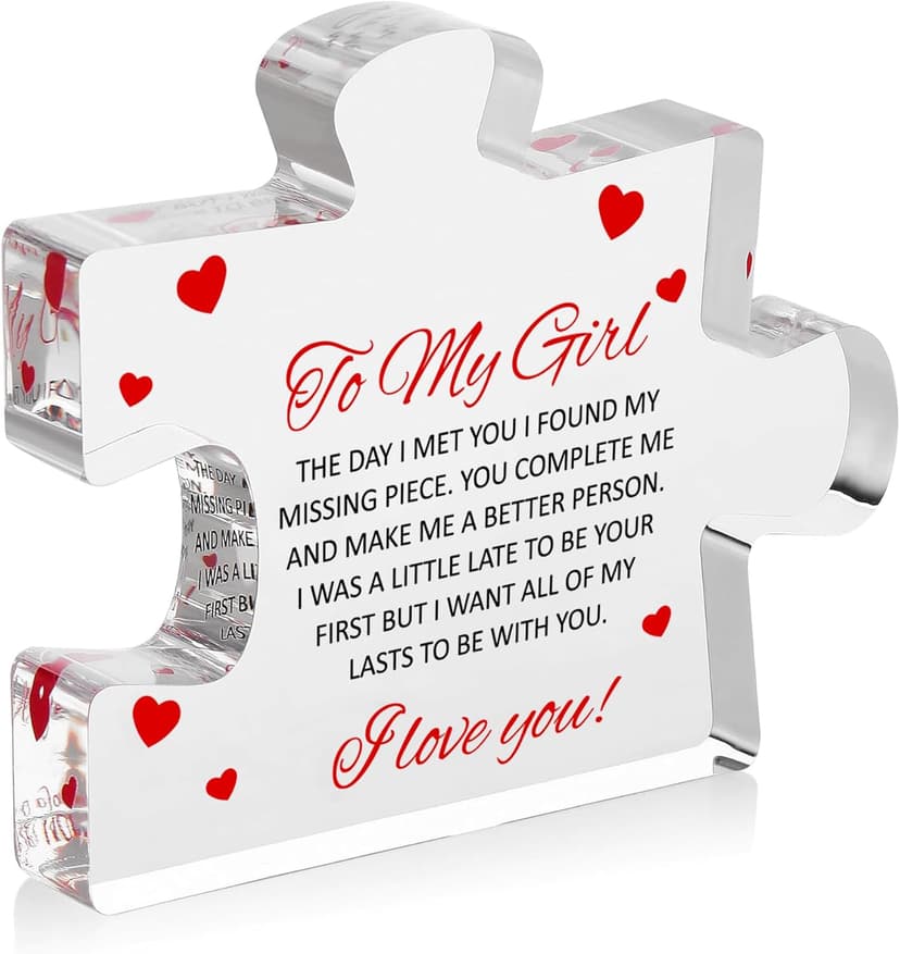 Romantic Gifts for Girlfriend - to My Girl Sentimental Gifts for Women - Engraved Acrylic Block Puzzle - Valentine's Day Gifts for Her for Her - Fiance Birthday Gifts for Women