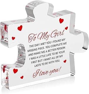 Romantic Gifts for Girlfriend - to My Girl Sentimental Gifts for Women - Engraved Acrylic Block Puzzle - Valentine's Day Gifts for Her for Her - Fiance Birthday Gifts for Women