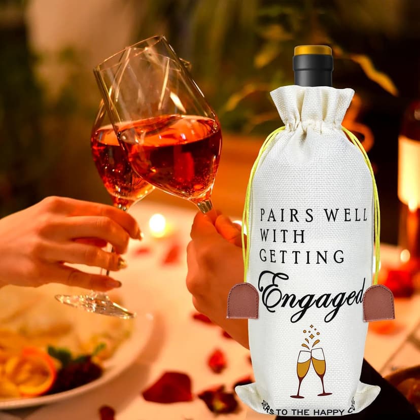 Engagement Gifts for Couples Newly Engaged, Her, Women, Him, Best Friends, Happy Engagement Wine Gift Bags for 750 ml Bottles, Party Decorations