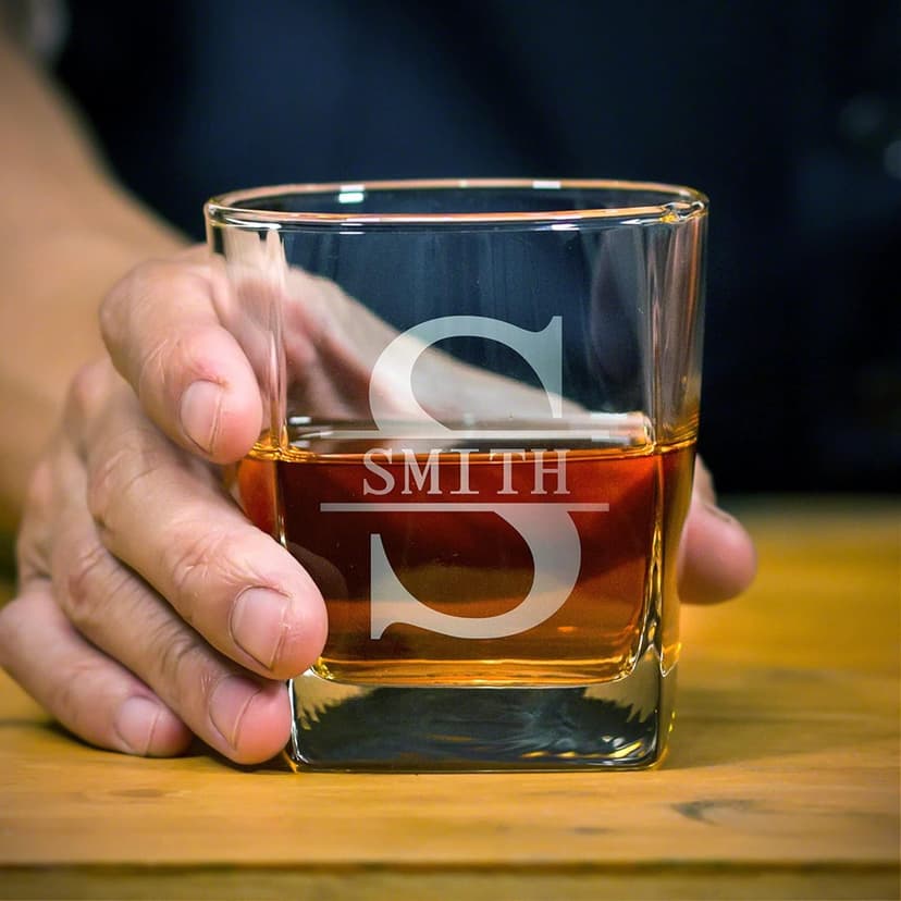 Personalized Whiskey Decanter Set with Wood Gift Box - Custom Bourbon and Scotch Gift Boxed Set