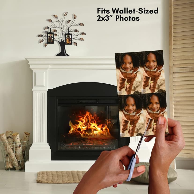 Americanflat Family Tree Picture Frame - Includes 6 Hanging 2x3 Picture Frames - Adjustable Ribbon Tassels - Ideal as Mother’s Day Gifts, Birthday Gifts, or Christmas Decor - Black and Bronze