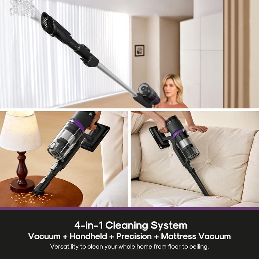 Eureka Cordless Vacuum Cleaner Lightweight, Stick Vacuum Rechargeable for Hardwood, Pet Hair, Black, ReactiClean 410