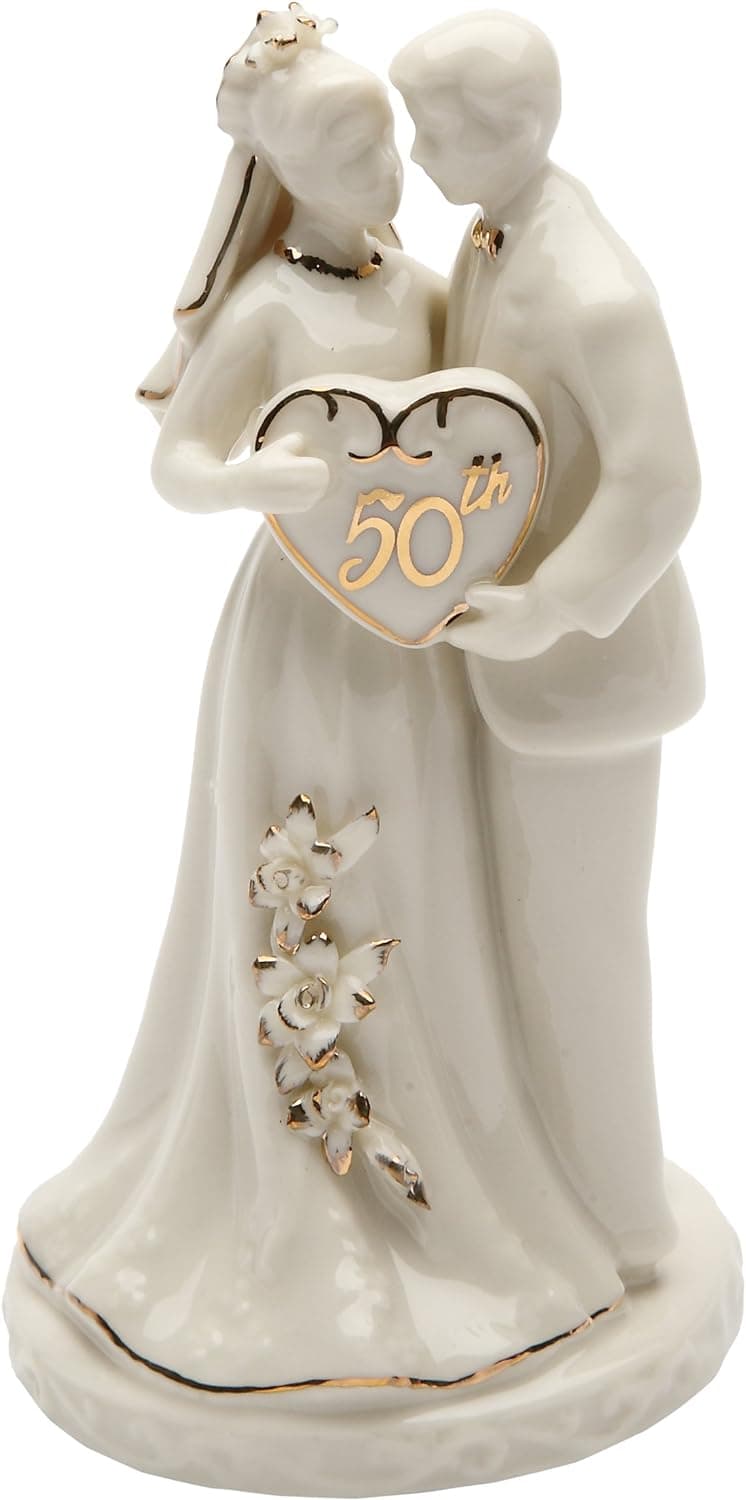 30715 Small Fine Porcelian 50th Anniversary Couple Figurine, 4-3/4"H, Ivory