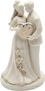 30715 Small Fine Porcelian 50th Anniversary Couple Figurine, 4-3/4"H, Ivory