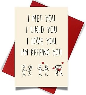 Cheerin Anniversary Day Cards for Him and Her - Romantic Greeting Card with Envelope - Sweet Birthday Card for Husband Wife Girlfriend Boyfriend