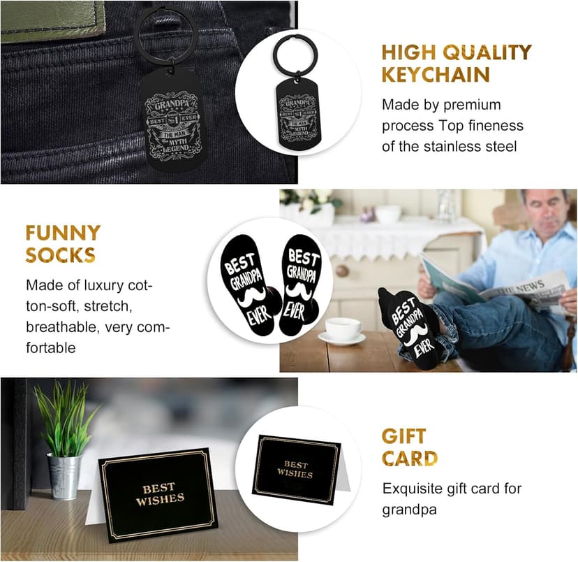 Tecanne Birthday Gifts For Grandpa - Fathers Day Gift Box Baskets For Grandpa, Husband, Men Best Christmas Package Gift Ideas