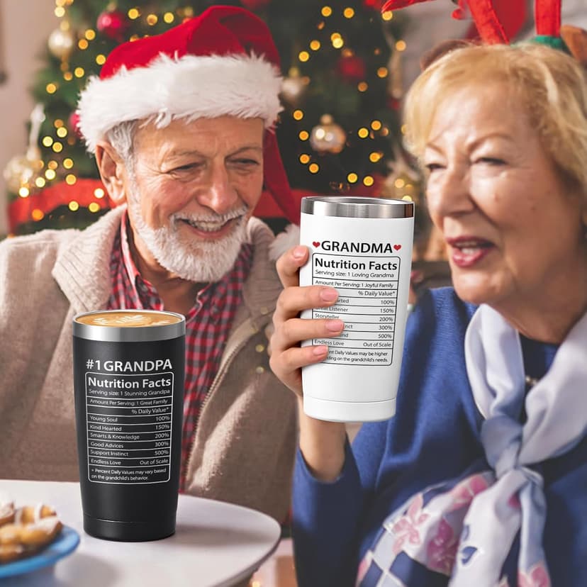 Lifecapido Gifts for Grandparents, 20oz Nutrition Facts Grandma Grandpa Tumbler Set, Grandparents Christmas Birthday Mothers Day Fathers Day Announcement Gifts for Grandma and Grandpa
