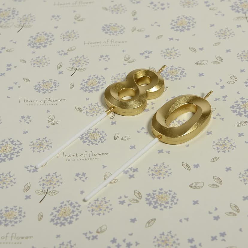 80th Birthday Candles,Gold Number 80 Cake Topper for Birthday Decorations Party Decoration