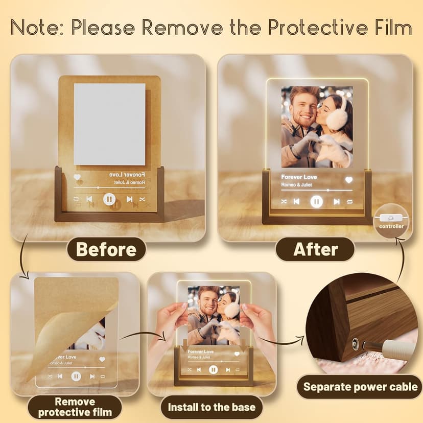 Spotify Decorative Plaque Personalized Gifts, Custom Gifts for Him Her, Customized Picture Frame for Boyfriend Girlfriend Couple Wife Women on Anniversary Birthday