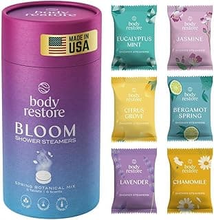 Body Restore Shower Steamers Aromatherapy 6 Pack - Birthday Gifts for Women, Men, Travel Essentials, Stress Relief, Relaxation, Self Care, Bath Bombs - Bloom