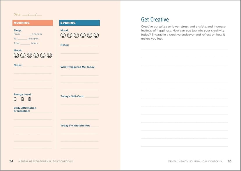 Mental Health Journal: Daily Check-In: 70 Days of Reflection Space to Track Your Moods, Intentions, and Well-Being