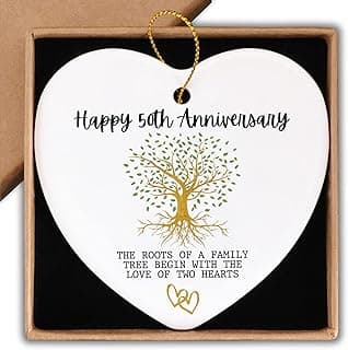 50th Anniversary Marriage Gifts for Couple Happy 50th Anniversary Ornament Keepsake Sign Heart Plaque Anniversary Romantic Couple Wedding Engagement Gifts for Her Him Wife Husband