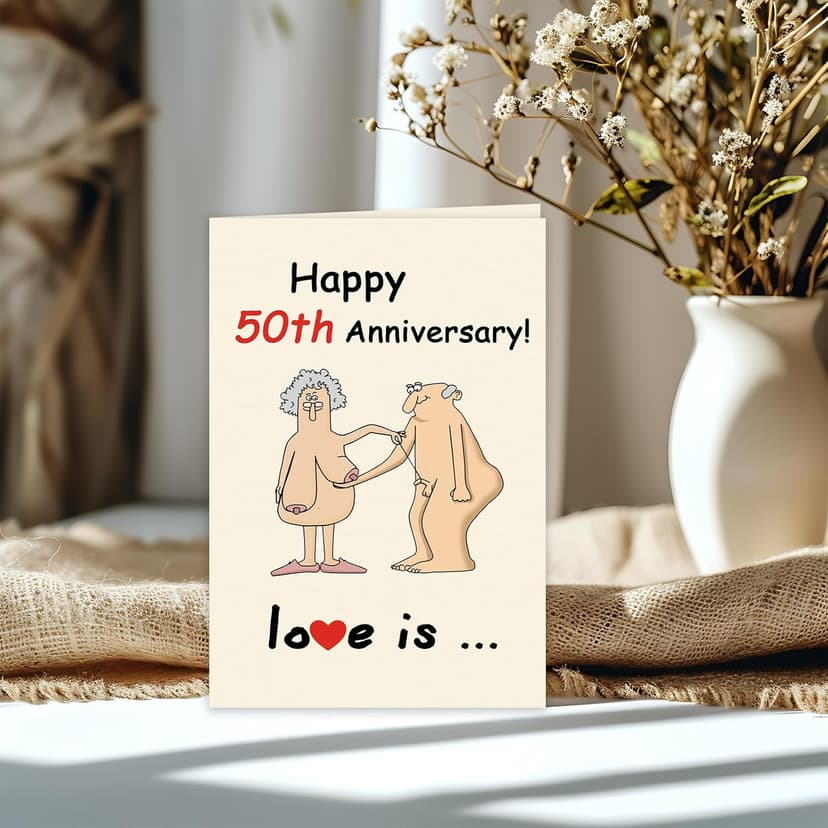 Funny 50th Wedding Anniversary Card for Men Women, Funny 50 Years Anniversary Decorations Gifts for Couple Husband Wife