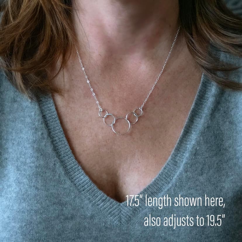 EFYTAL 50th Birthday Gifts for Her, Classy Sterling Silver 5 Circle Necklace, 1975 Birthday Gifts for Women, 50 and Fabulous