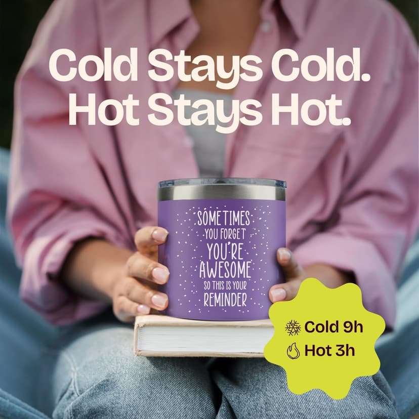 Birthday Gifts for Women Friendship - Sometimes You Forget Your Awesome Gifts Purple Coffee Mug for Her 14oz Inspirational Unique Graduation Gift Ideas 2025 Thank You Gift for Teachers Appreciation