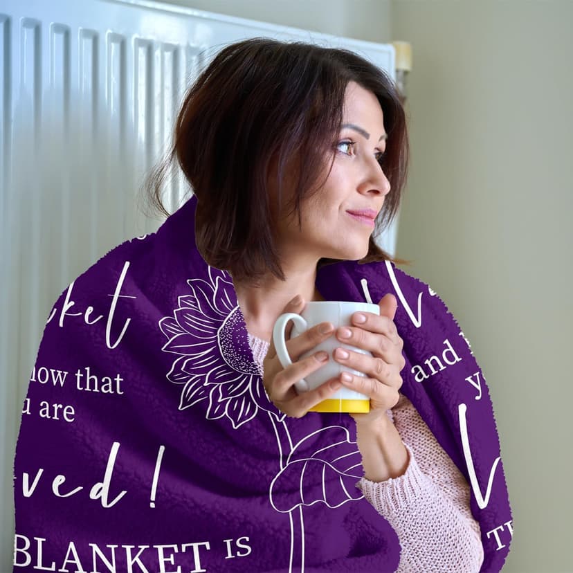 Get Well Gifts for Women After Surgery - Hug Blanket - Thinking of You Gift for Mom Friend Sister - Feel Better Inspirational Gifts for Women - Get Well Soon Gift - Purple Sunflower Blanket 50"x60"