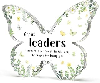 Boss Christmas Gifts, Boss Lady Gifts for Women, 5x3.8x0.5 Inch Butterfly Acrylic Plaque Decor, Birthday Retirement Leaving Going Away Boss Day Christmas Gift for Female Boss Leaders Manager