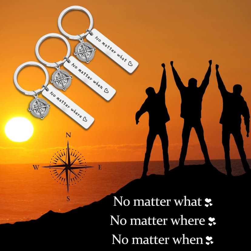 WUSUANED No Matter What Where When Compass Best Friend Keychain Set Long Distance Friendship Gift For Sister Best Friends