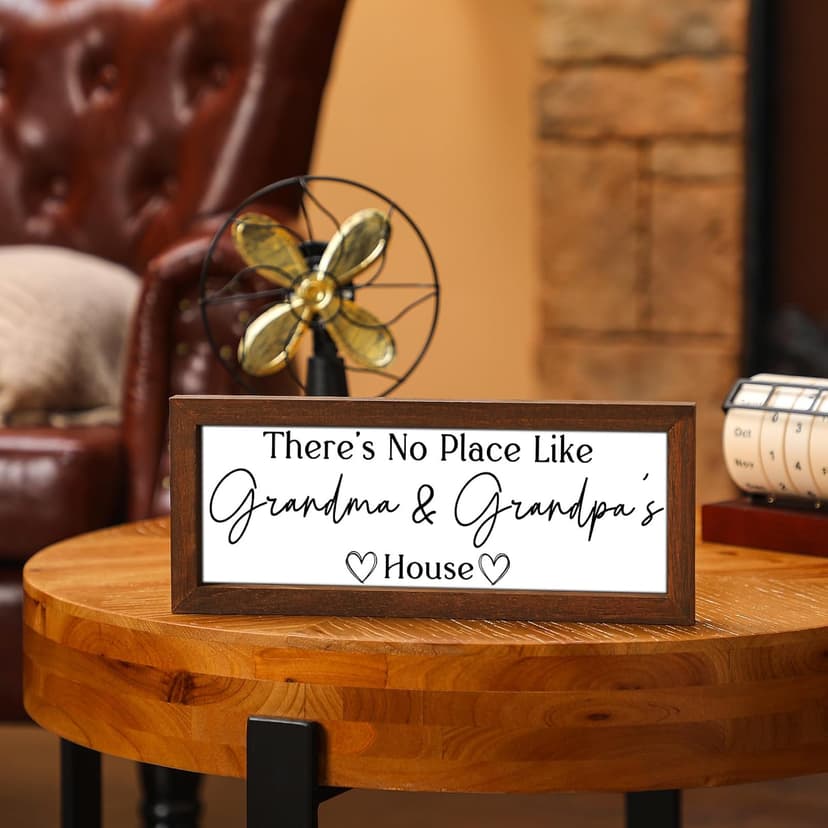 Yousoontic Grandparents Gift from Grandkids There's No Place Like Grandma & Grandpa's House Wooden Sign Farmhouse Home Decor for Father's Day Birthday Xmas Thanksgiving Gift (Dark Brown,11.8 Inch)